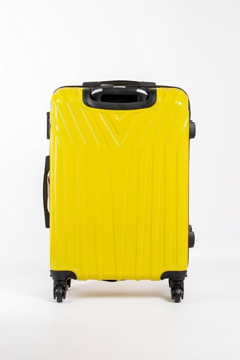 Чемодан , ABS-пластик, износостойкий, 75 л, размер M+, желтый - фотография № 2
