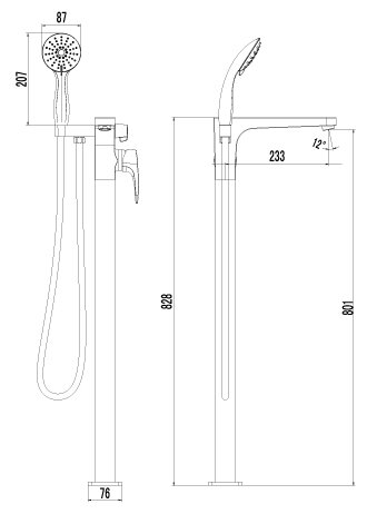 Смеситель Lemark Shift LM4344C для ванны, напольный