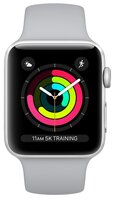 Часы Apple Watch Series 3 38mm Aluminum Case with Sport Band серебристый/белый