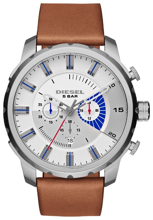 Наручные часы DIESEL DZ4357 мужские, кварцевые, хронограф, секундомер, водонепроницаемые, подсветка стрелок, белый, серебряный
