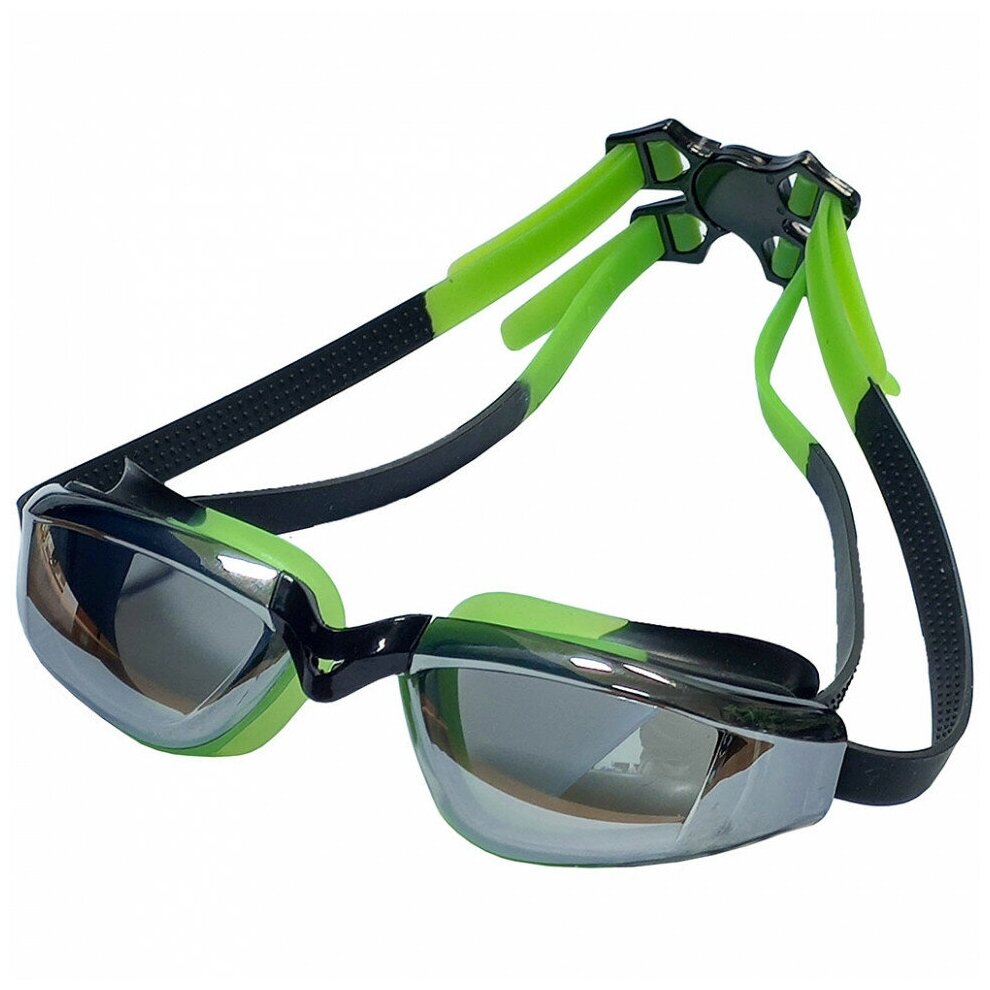 Очки для плавания E39692 зеркальные взрослые (зелено/черные)