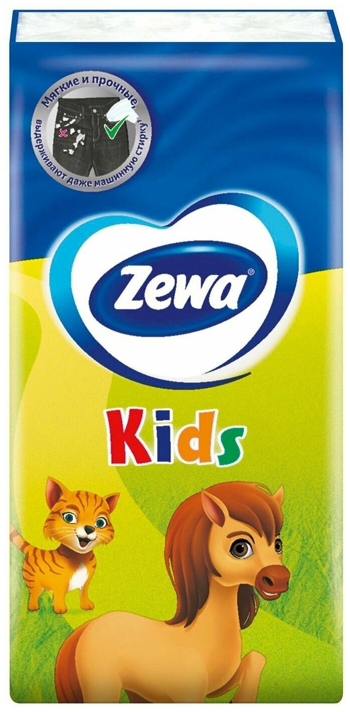 Носовые Платки Zewa Kids детские 3 слоя 10*10шт - фотография № 4