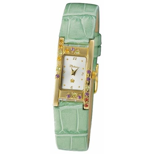 Наручные часы Platinor женские, кварцевые, корпус золото, 585 проба, аметистсеребряный