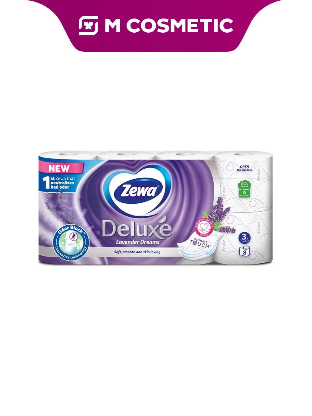 Туалетная бумага Zewа Deluxe Лаванда, трехслойная, 8 рул, лавандовый аромат