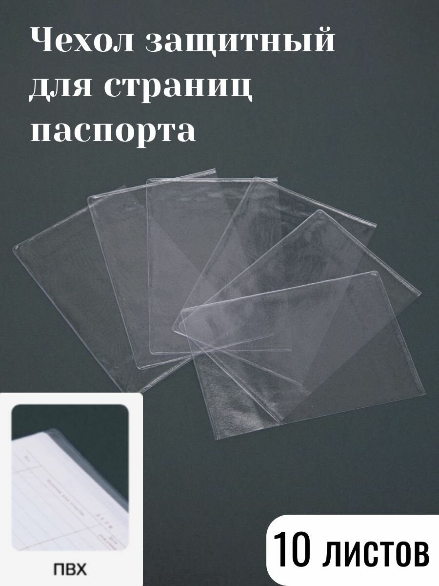 Чехол (файл) для листов паспорта, 10 листов, прозрачный
