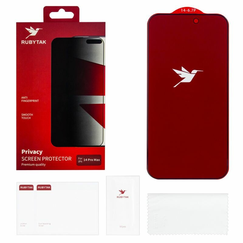 Защитное стекло iPhone 14 Pro Max RUBYTAK Privacy (Антишпион) без аппликатора (isa)