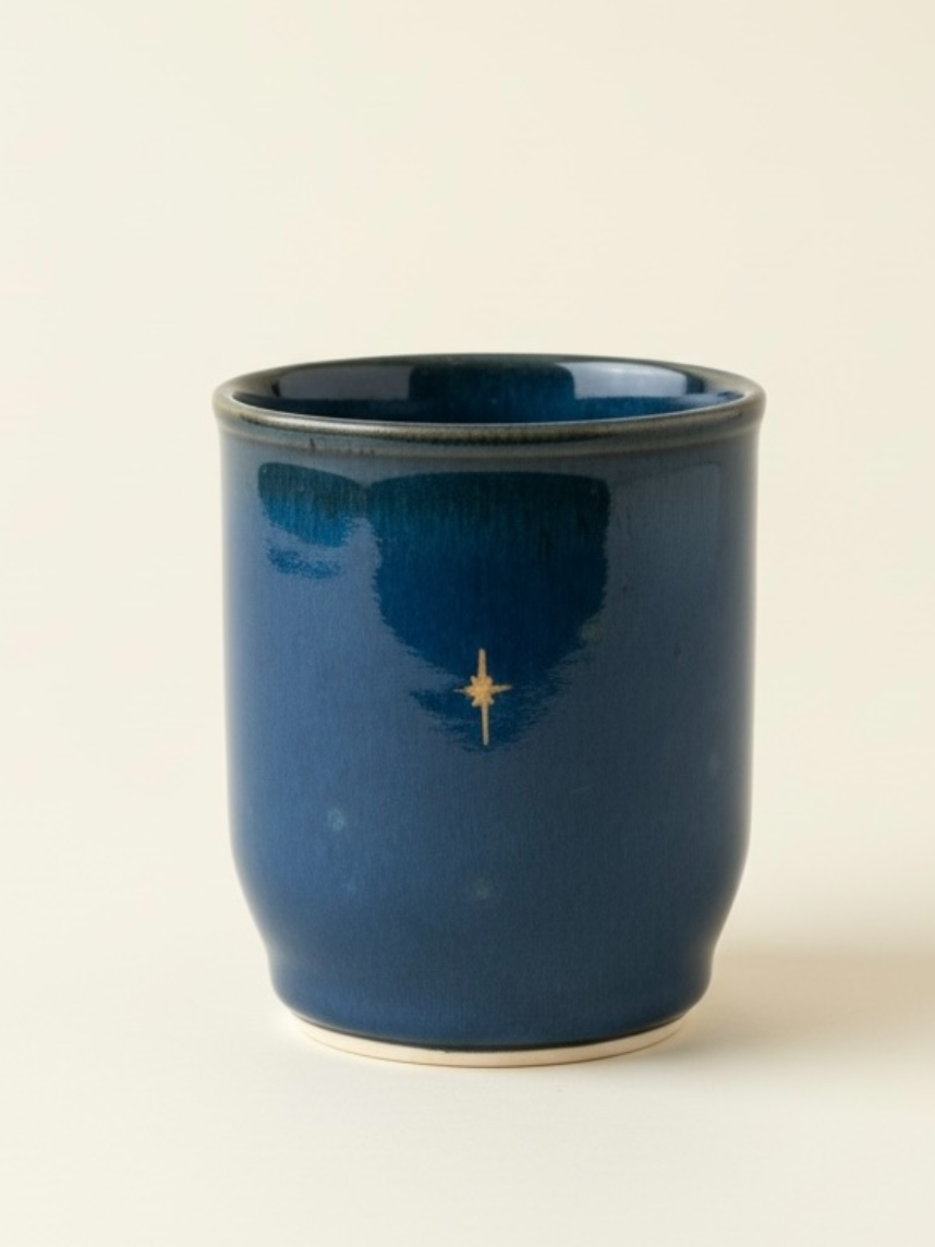 Стакан ручной работы Мастерская Виктории Нор «Звездочка», темно-синий, керамика, 200 мл