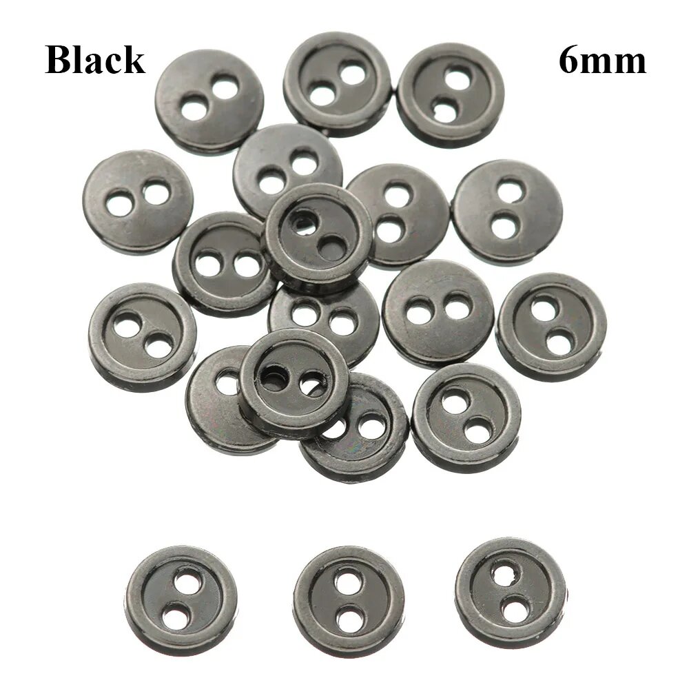 Металлические пуговицы для кукол 20 шт. Серый, 6mm Black