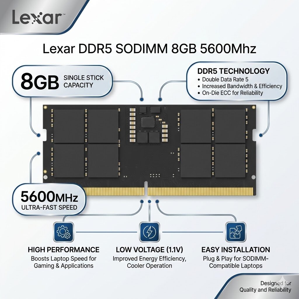 Оперативная память Lexar DDR5 SODIMM 8GB 5600MHz для ноутбука