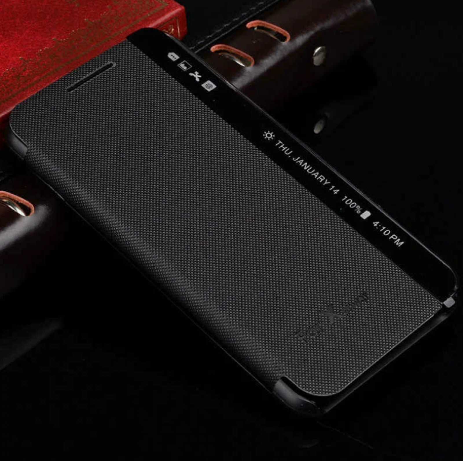 Чехол-кейс MyPads Caso premium для LG X Power K220DS водоотталкивающий с окном вызовов черный