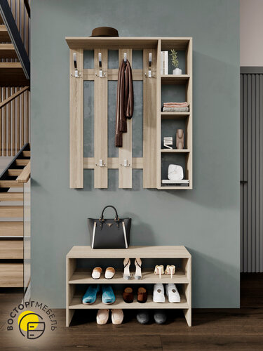 Изображение товара Комплект ВосторгМебель "Восторг", 6 крючков, вешалка и обувница