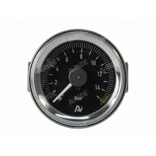 фото Манометр aride 53 мм, 2х15 бар (220 psi), 2", черный, арайд, м 53 2 15