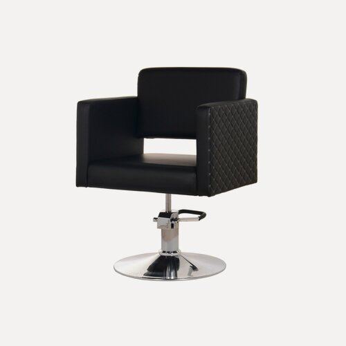 Изображение товара Парикмахерское кресло "Хай", цвет - черный, серые ромбики, основание - диск