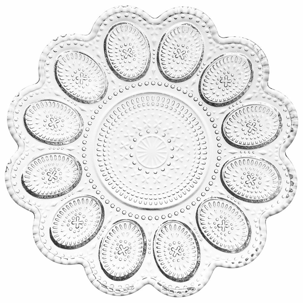 Подставка для 12 яиц "Sunday" серия "Пасха", стекло, 26.5х26.5х2см, для красивой сервировки стола