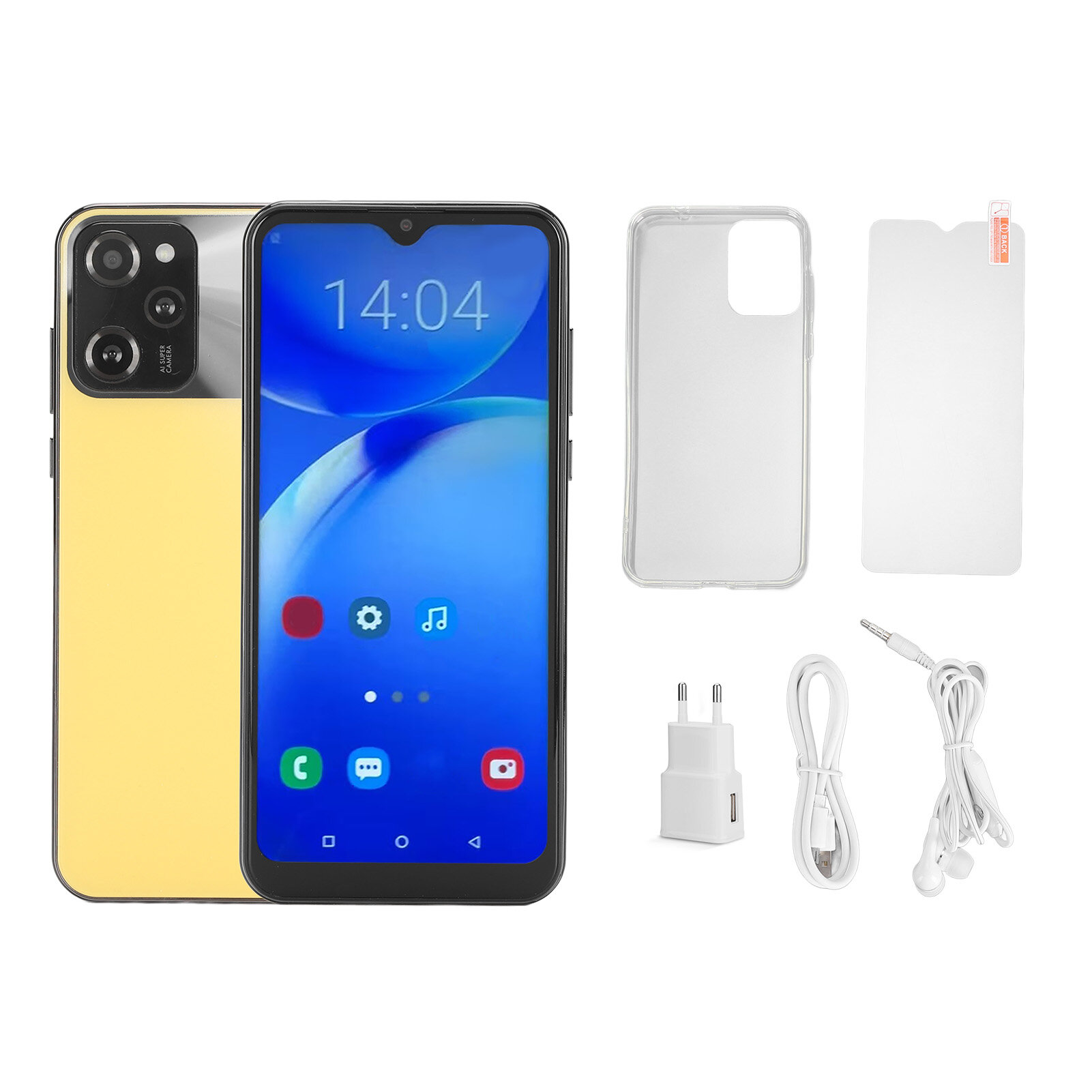 Смартфон 6,5 дюймов, разблокированный, 4+64 ГБ, Android 13.0, 6800 мАч, две SIMкарты, двойная камера