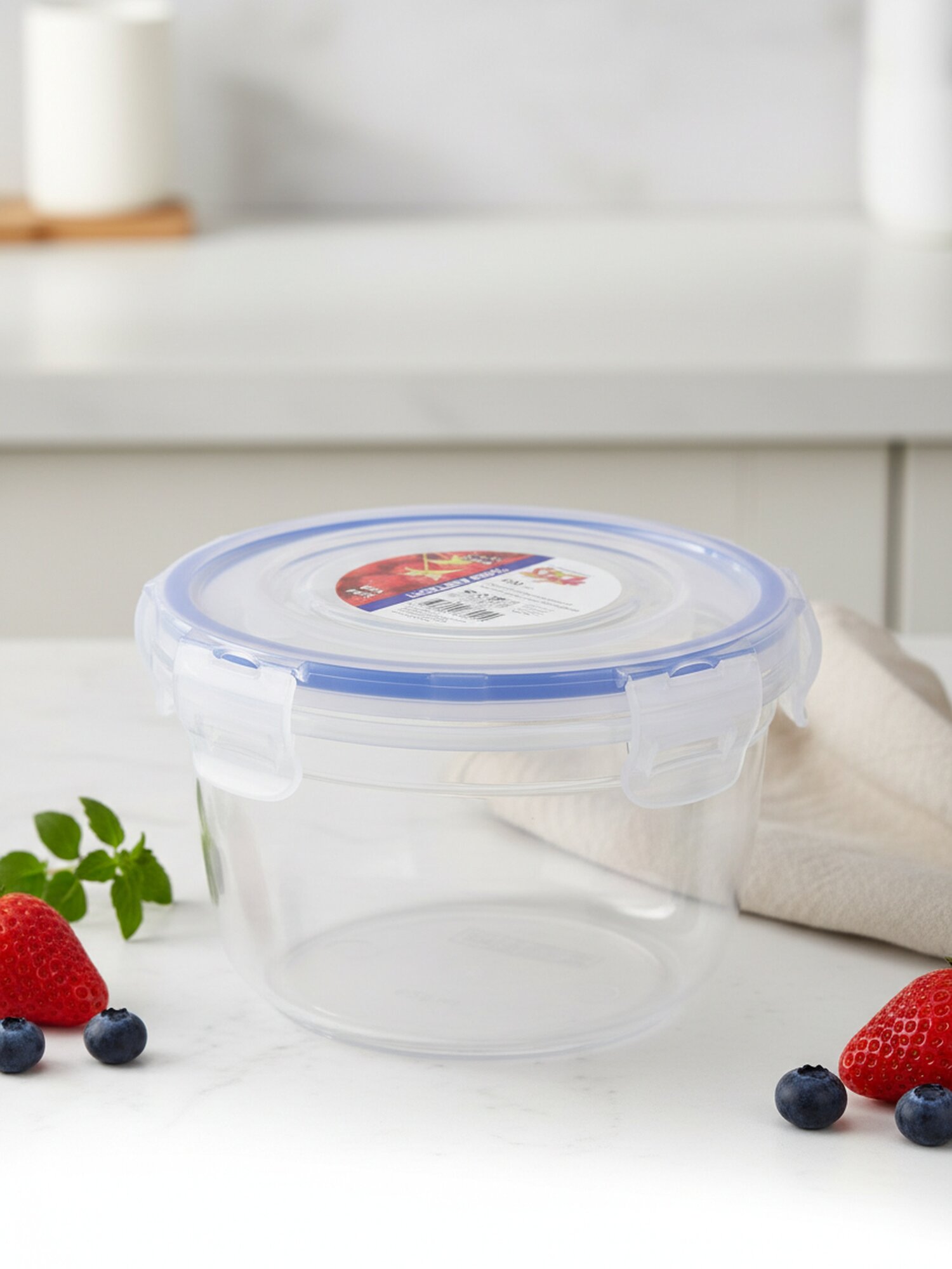 Контейнер пищевой DDStyle 0.625 л круглый пластиковый с крышкой на защелках для СВЧ и заморозки, герметичный ланч-бокс