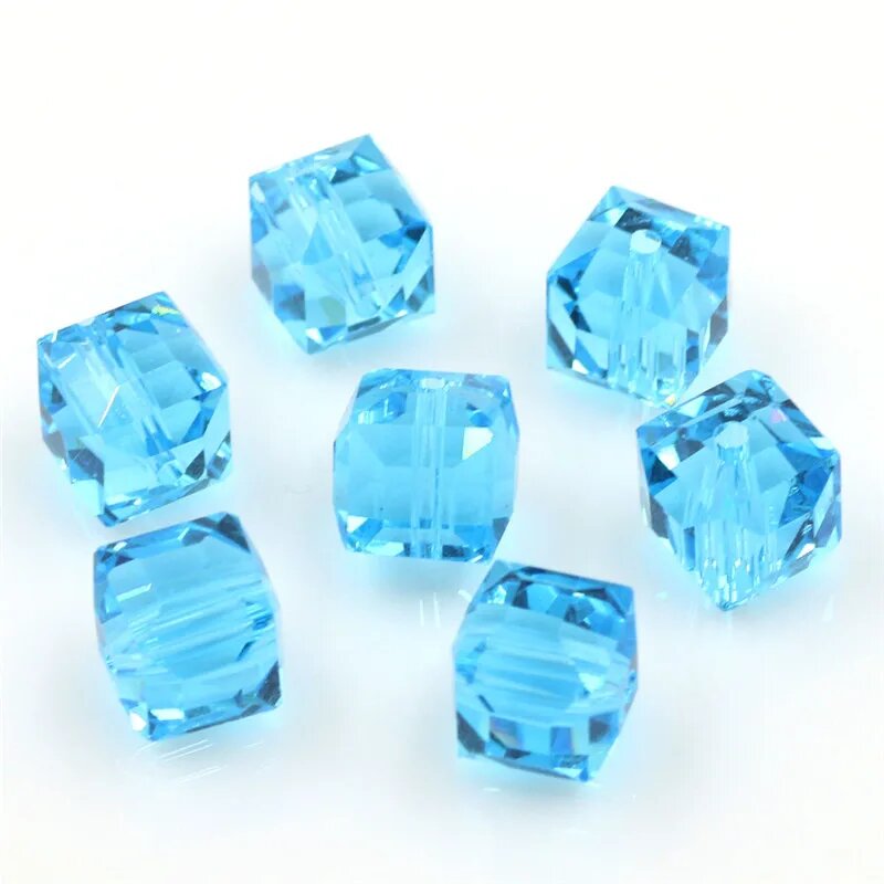 Стеклянные бусины квадратные, lake blue, 10 мм, 20 шт