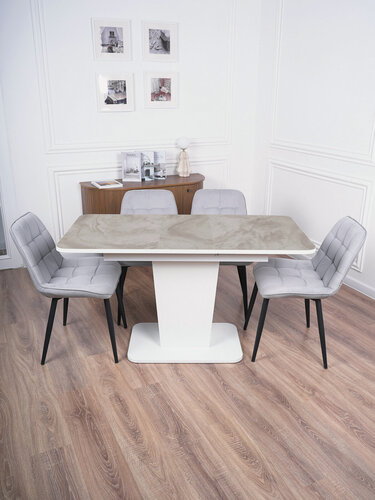 Изображение товара Стол кухонный обеденный раздвижной Грант 108(138)х68см ПластикNo3166ЛДСПбелое