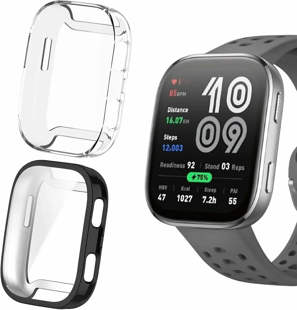 Комплект из 2 защитных чехлов для Amazfit Bip 6 - гибкий TPU протектор экрана - защита от царапин