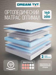 Изображение товара Матрас DREAM TYT Оптимал, независимые пружины, 140x200х21 см, средняя жесткость