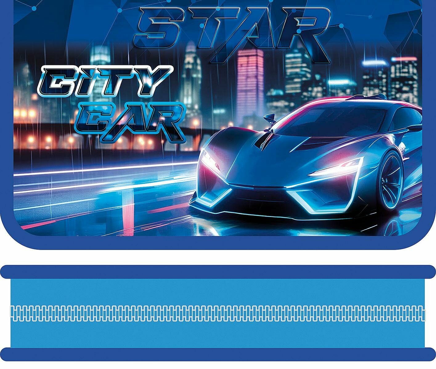 Пенал односекционный большой 'City Car', 19х11.5см, печать на фольге