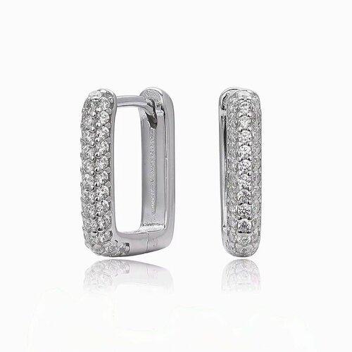 фото Серьги-трансформеры sorona, swarovski zirconia, циркон, фианит, размер 21 мм, серебристый