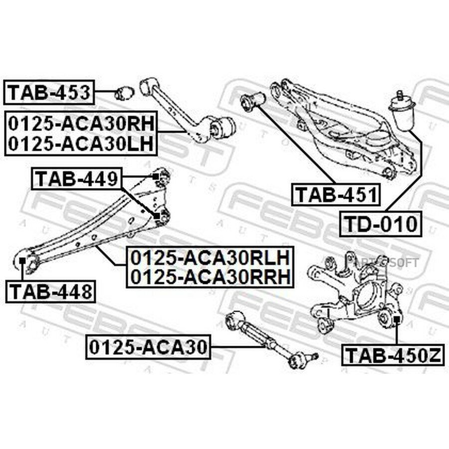 FEBEST 0125ACA30RLH тяга задняя продольная левая арт. продавца FEBEST0125ACA30RLH