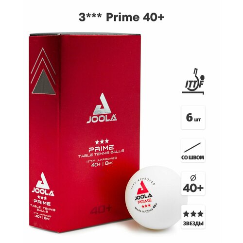 Мячи для настольного тенниса JOOLA 3*** Prime 40+, бел. 6 шт.