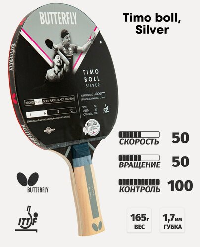 Изображение товара Ракетка для настольного тенниса Butterfly Timo Boll, silver