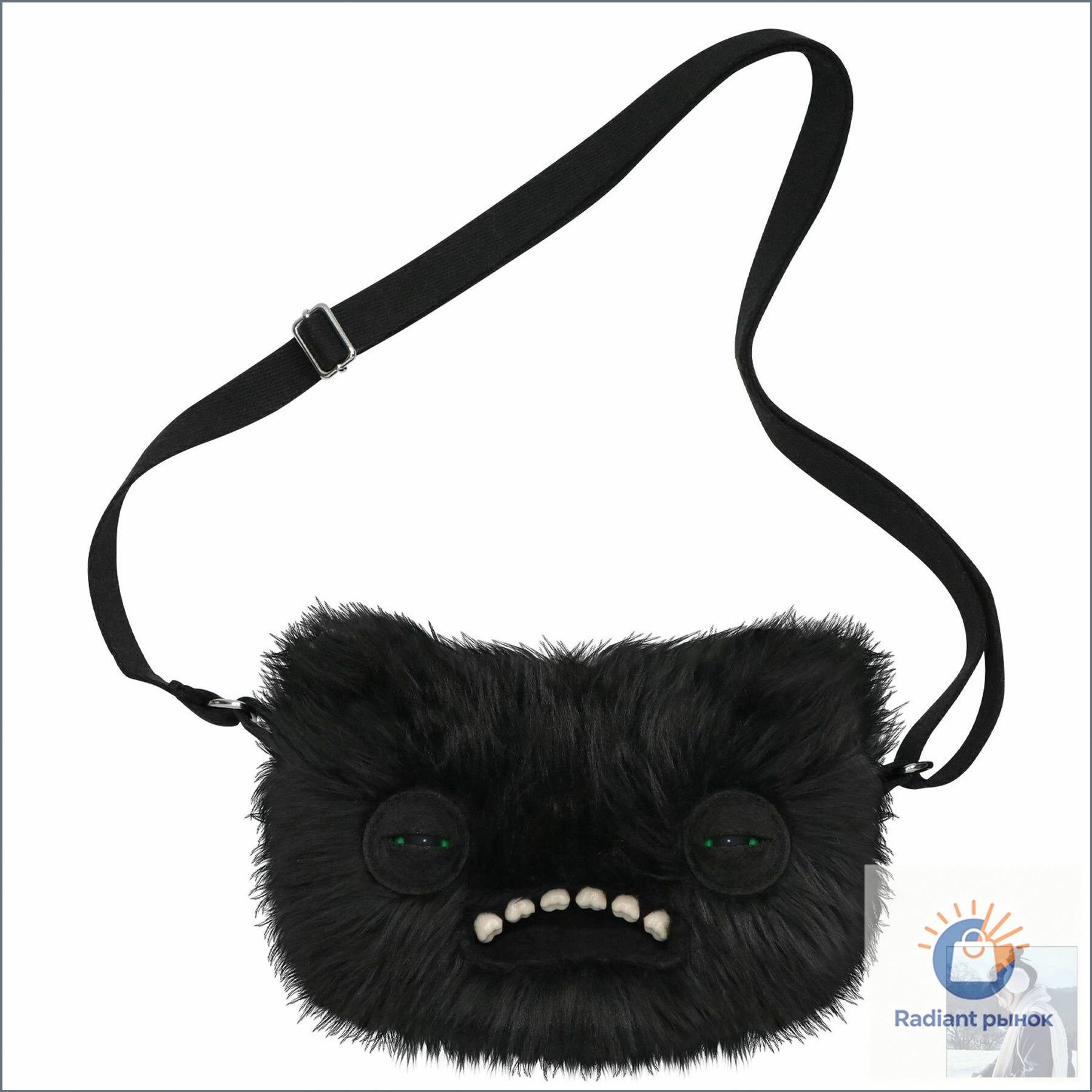 Fuggs Ugly Tooth Monster Fluffy crossbody Bag/ Карманная сумка/Зубы, как у человека, тонкие глаза, бежевые волосы, подходят для дет