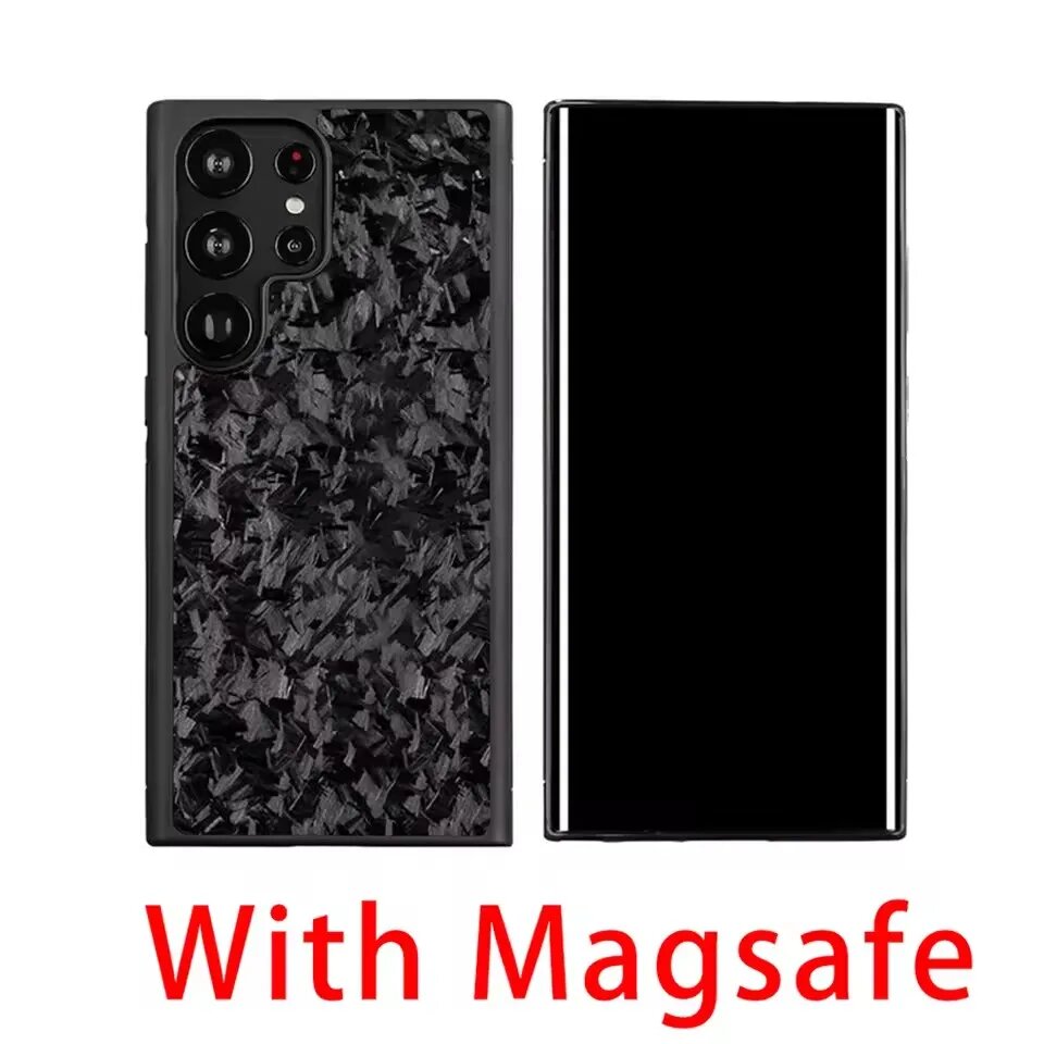 Противоскользящий чехол из настоящего кованого карбона для Samsung Галактика С25+, Black1 With Mag