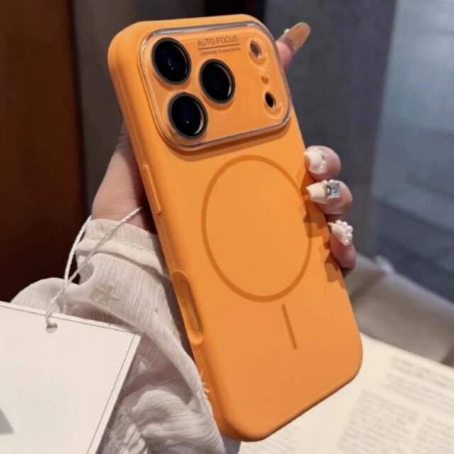 Для iPhone 17 18 Pro Max: роскошный чехол с магнитной iPhone17 Про, Оранжевый, Orange Magnetic Case