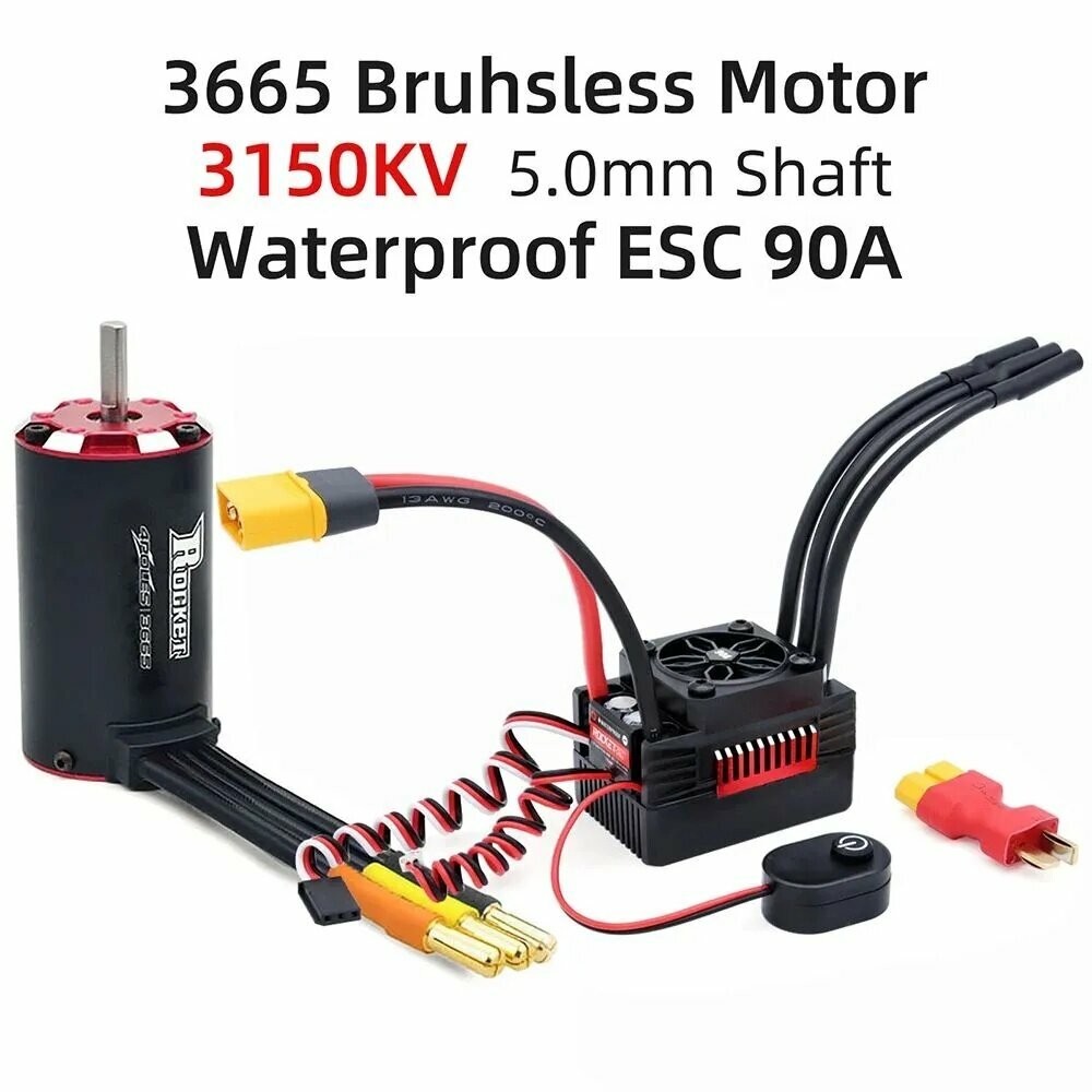 Бесщеточный Мотор Rocket 3650/3660/3674 и ESC 50A/60A/90A для RC Авто 1/10