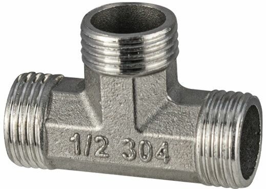 Тройник 1/2"х1/2"х1/2" ш/ш/ш, из нержавеющей стали марки SUS 304