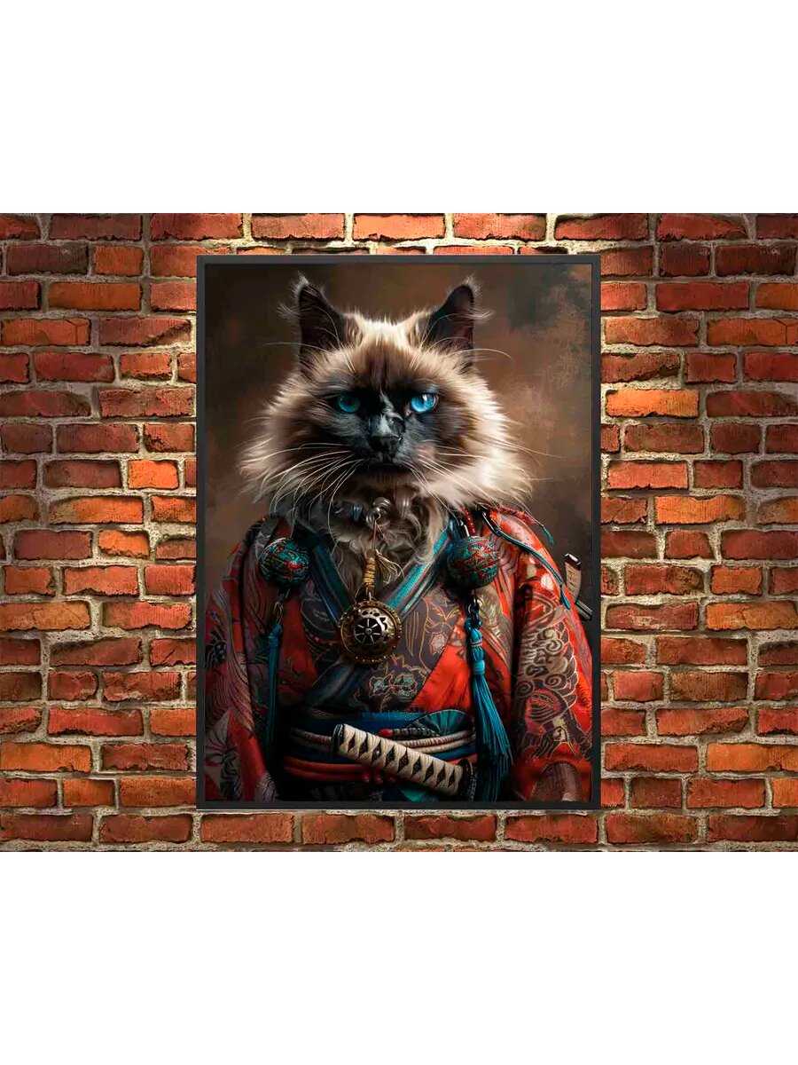 Гималайский кот-самурай 1, Плакат 30x42см