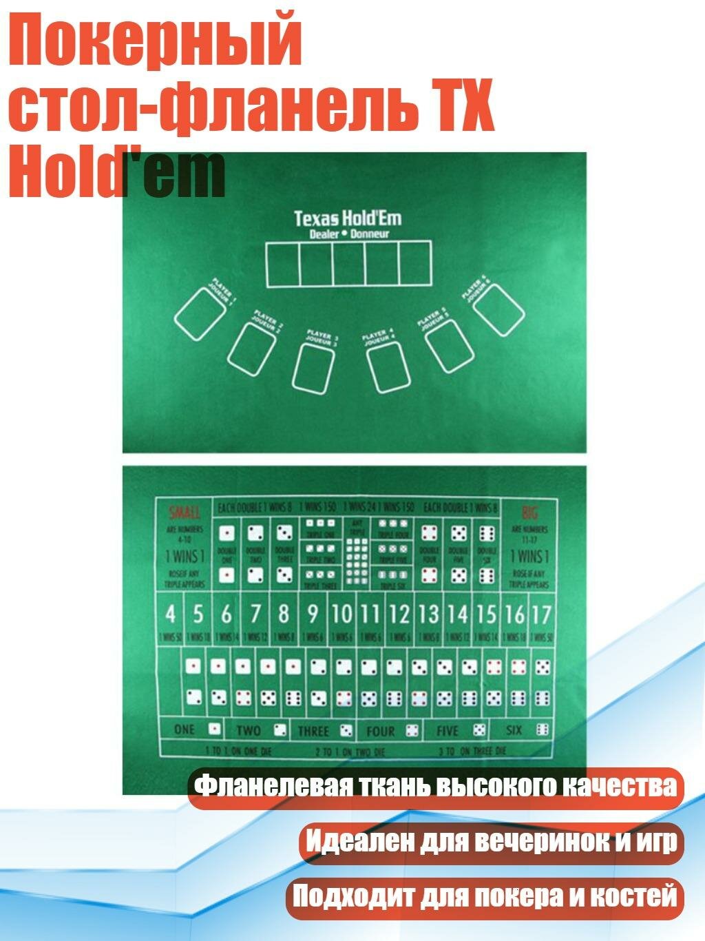 Покерный стол-фланель TX Hold'em