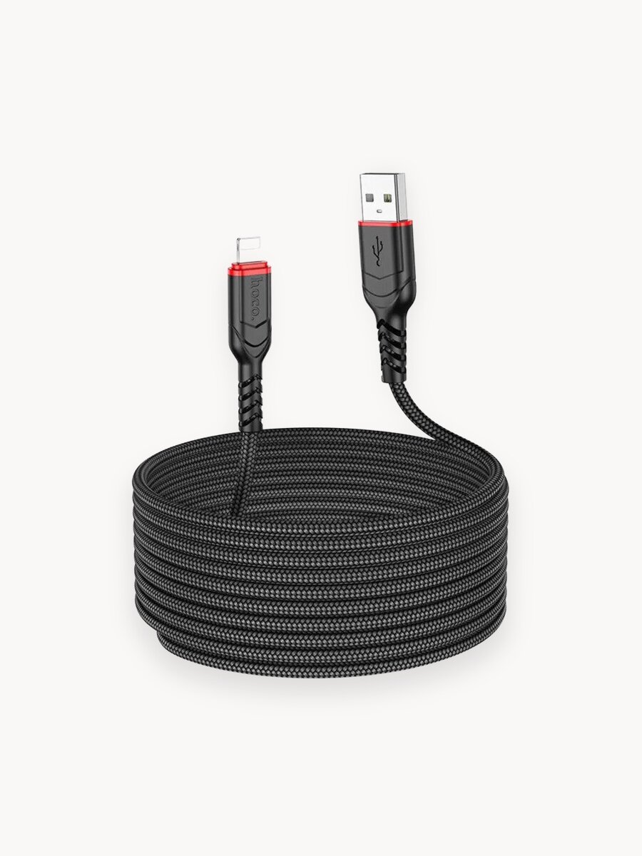 Кабель Hoco Lightning - USB для быстрой зарядки Apple, iPhone, iPad, AirPods, кабель зарядка для айфон 2м, 2.4А