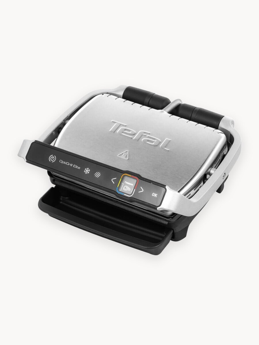 Гриль Tefal OptiGrill Elite GC750D30, 2000Вт, антипригарное покрытие, 12режимов, серебристый