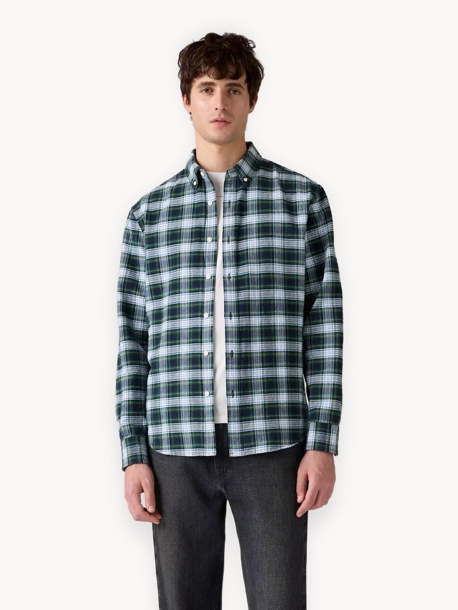 Рубашка Levi's, размер 2XL, синий/зеленый