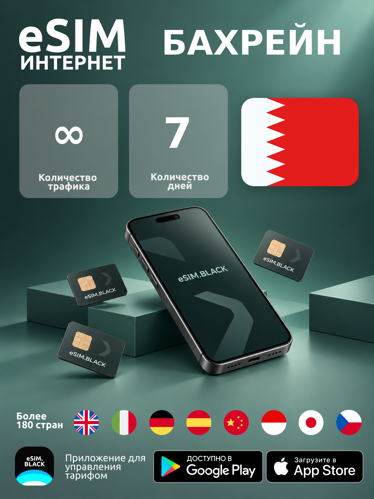 Бахрейн/7 дней/Безлимит - eSIM для мобильного интернета ( iPhone | Android ).