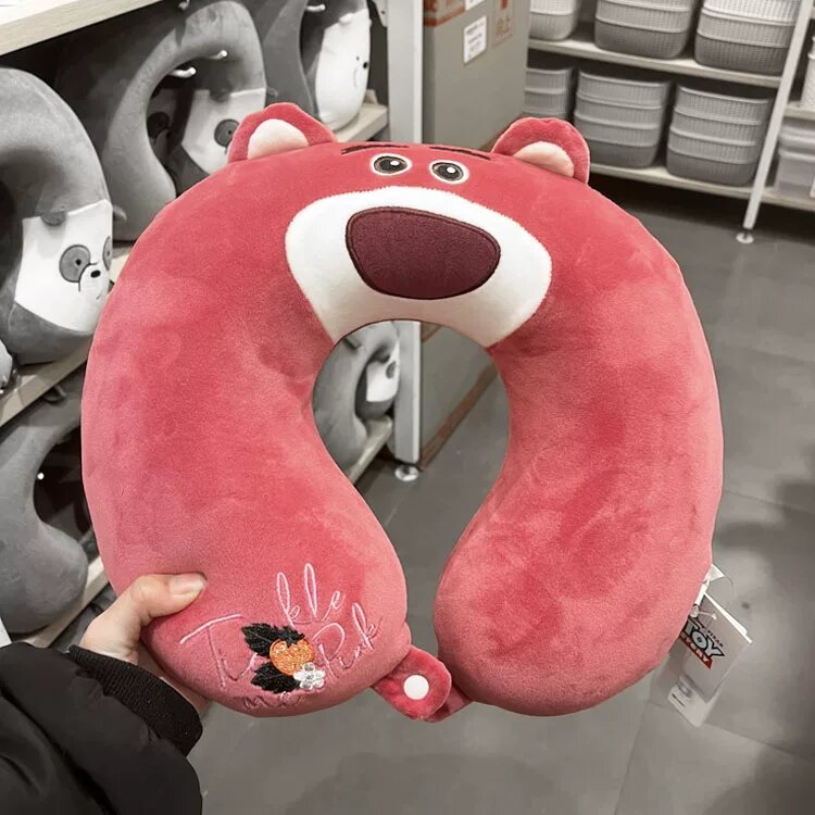 Подушка U-образной формы из пены с эффектом памяти серии Strawberry Bear от Miniso, подушка для поддержки шеи,