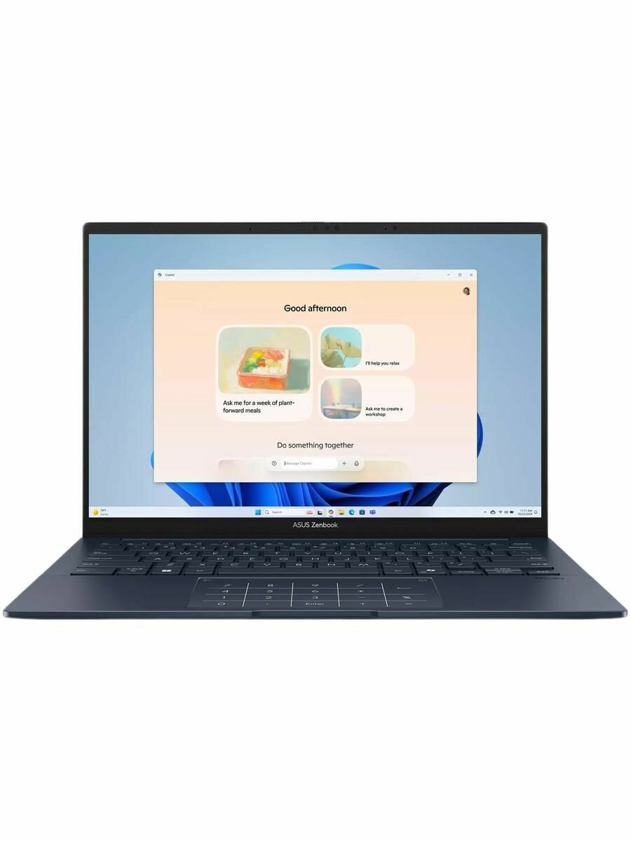 Ноутбук ASUS ZenBook 14 OLED UX3405CA-ST1350 14" (2880x1800) Intel Core Ultra 5 225H, 16GB LPDDR5X, 512GB SSD, Intel Arc, Без ОС, blue (90NB14W1-M01ZM0)