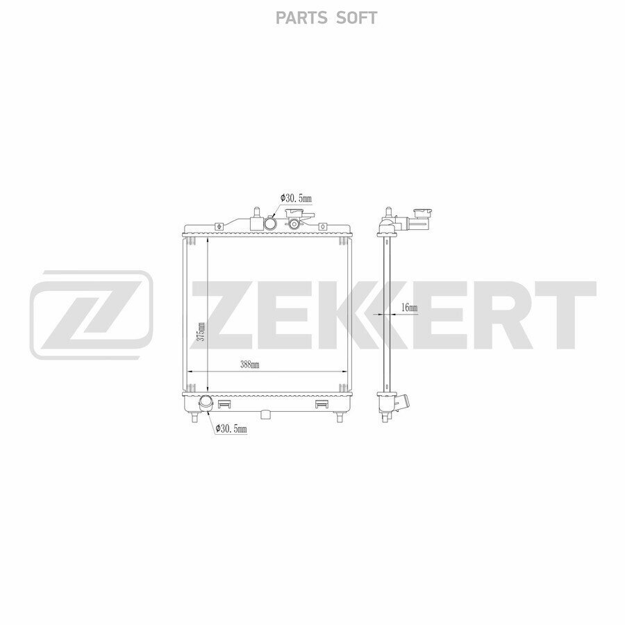 ZEKKERT MK-1707 Радиатор охлаждения двигателя Kia Picanto 04- ()