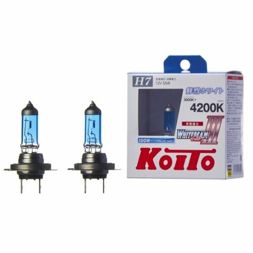фото Лампа h7 12v 55w (100w) px26d (koito) whitebeam 4200k 2 шт