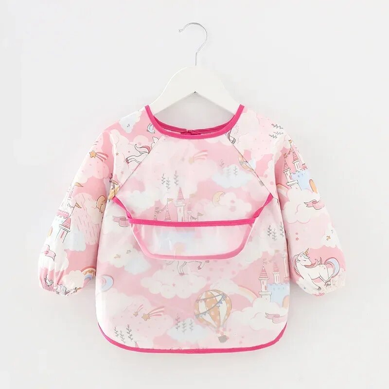 Детский нагрудник с рукавами, розовый, Color: 10