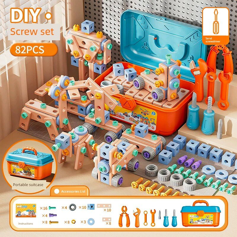 Набор для детей DIY 82 шт. обучающая игрушка для мальчиков с электрической дрелью