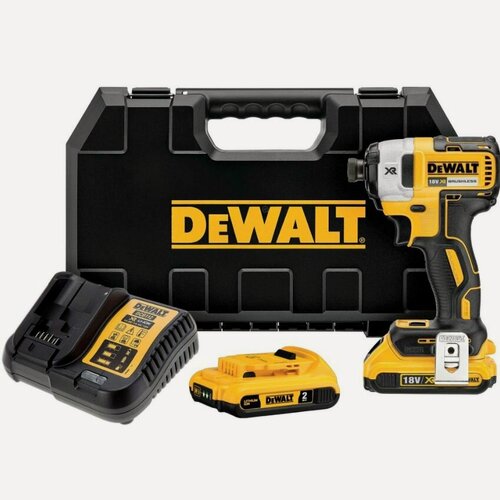Изображение товара Аккумуляторный бесщеточный ударный винтоверт DEWALT, 18 В, 205 Нм, 3800 уд/мин, 3250 об/мин, с 2 АКБ 2 Ач и ЗУ, в кейсе, DCF887D2