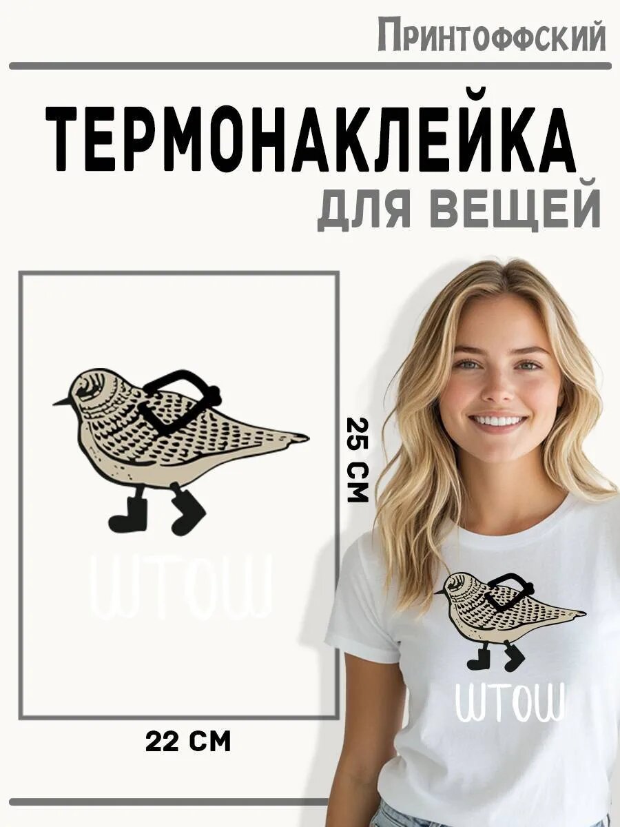 Термонаклейка для одежды и аксессуаров DTF-печать сова — фото 1