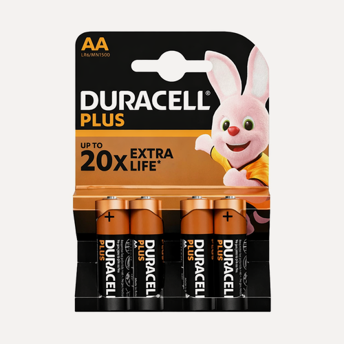 Изображение товара Батарейка DURACELL PLUS AA, 4 штуки (4 батарейки в одном блистере)