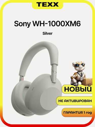 Изображение товара Sony WH-1000XM6 беспроводные наушники с ANC, 30 ч работы, Bluetooth 5.3, серебристые